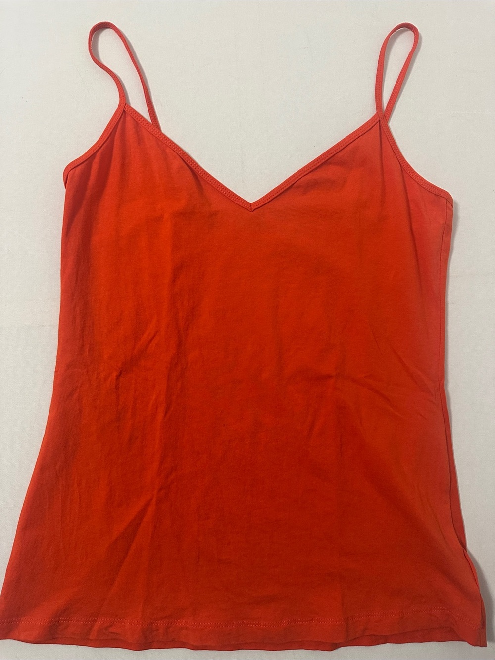 Orange V-Neck Spaghetti Strap Tank Top - Women